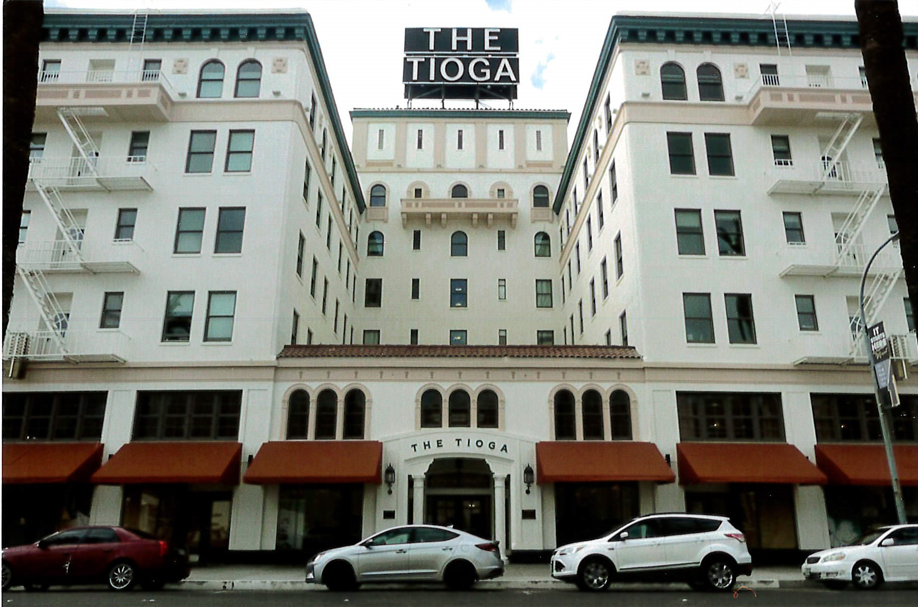 Exterior front view of newly restored Hotel Tioga